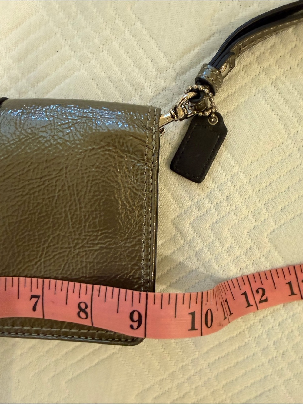 Coach Olive Patent Leather Wristlet with Silver Buckle - Picture 6 of 7